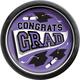 Purple Congrats Grad Paper Lunch Plates, 8.5in, 20ct - True to Your School