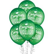 15ct, 12in, Green Congrats Grad Latex Balloons
