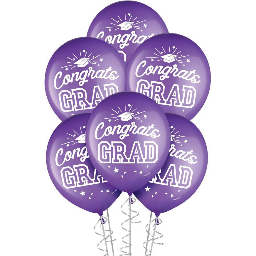 15ct, 12in, Purple Congrats Grad Latex Balloons