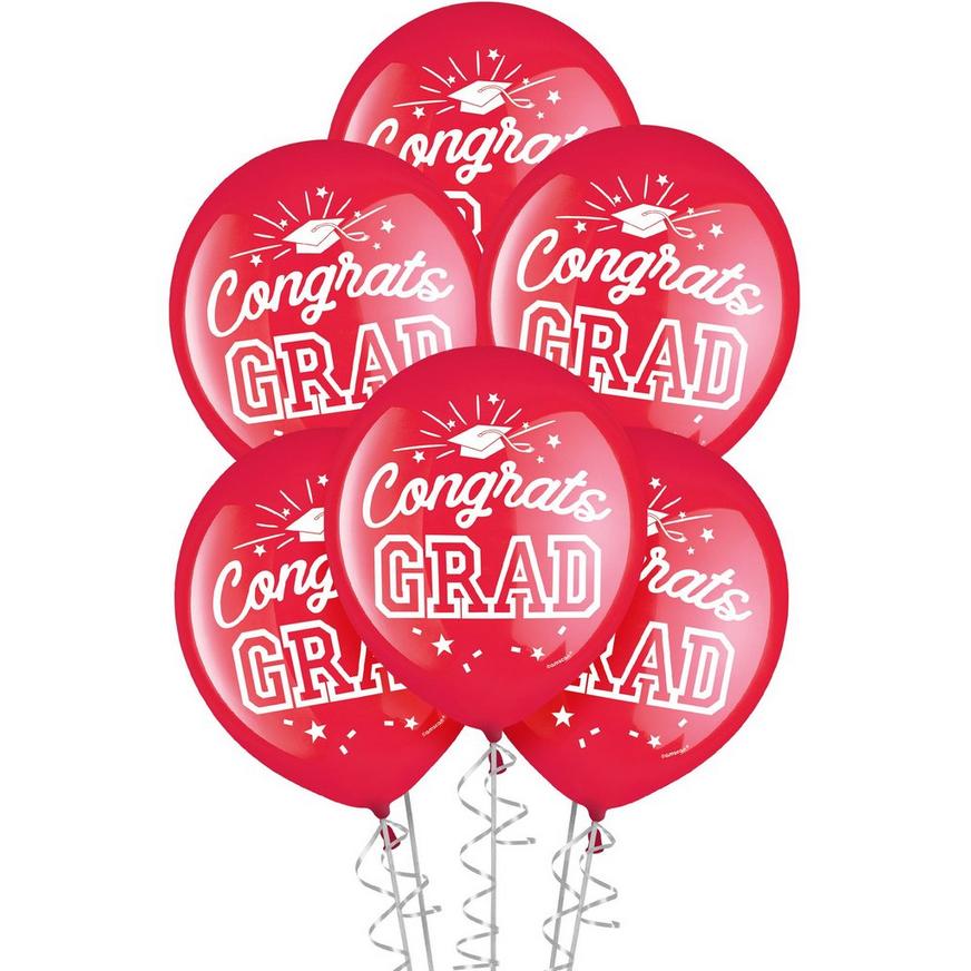 15ct, 12in, Red Congrats Grad Latex Balloons