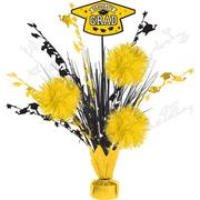 Yellow Congrats Grad Tinsel Burst Spray Centerpiece, 18in