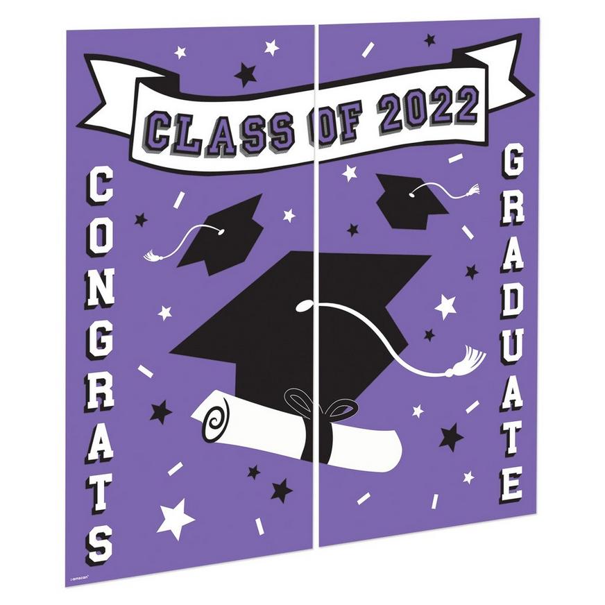 Purple Class of 2022 Graduation Plastic Scene Setter, 65in x 65in
