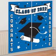Blue Class of 2022 Graduation Plastic Scene Setter, 65in x 65in