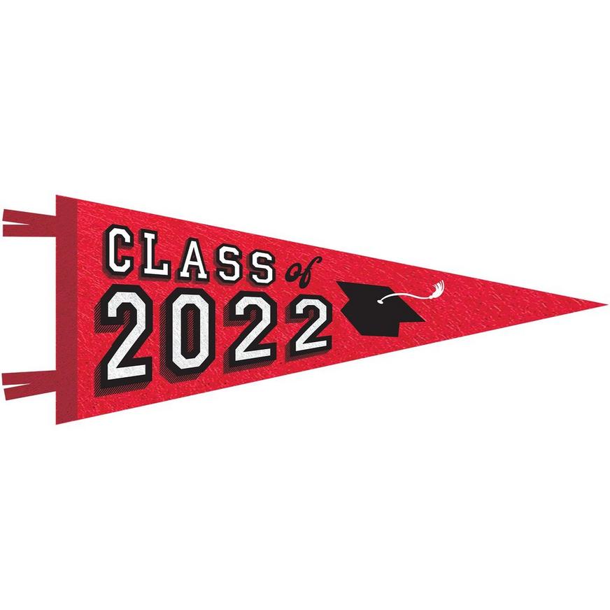 Red Class of 2022 Graduation Felt Pennant Flag, 30in