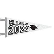 White Class of 2022 Graduation Felt Pennant Flag, 30in