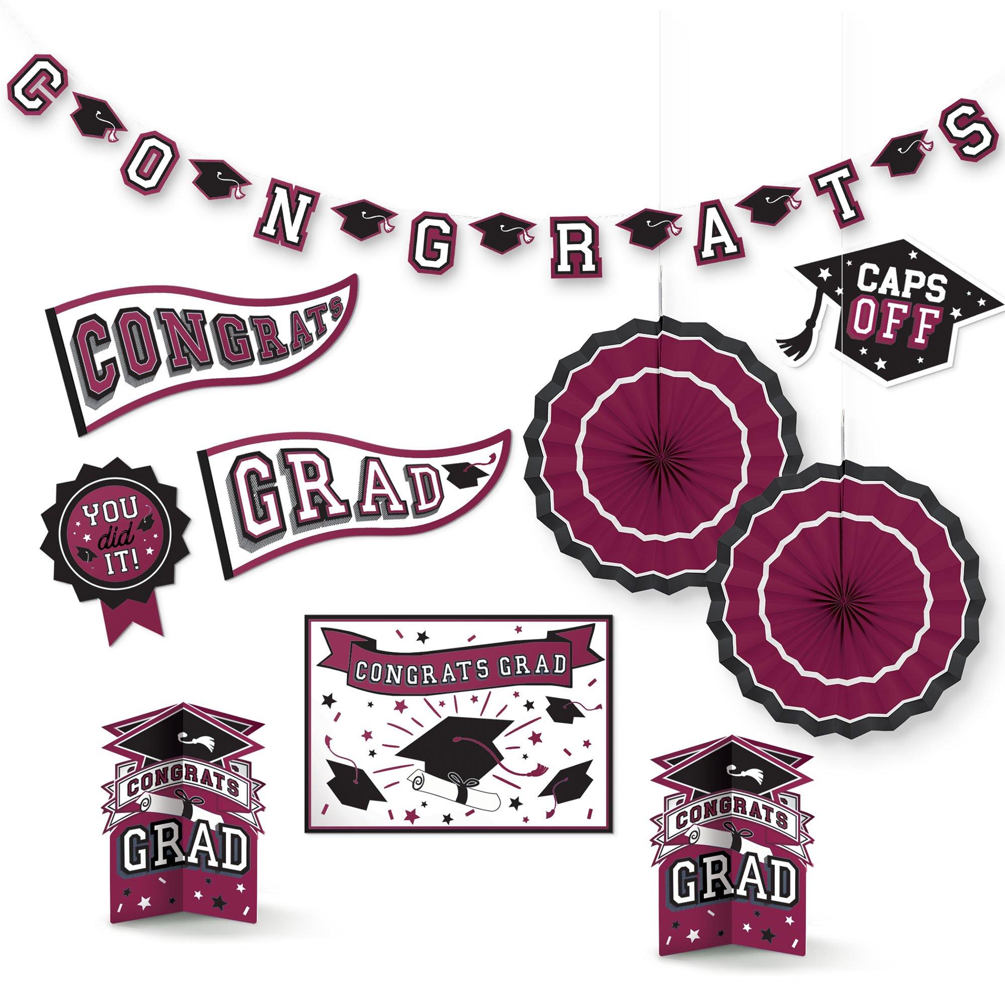 Maroon Congrats Grad Room Decorating Kit, 10pc | Party City