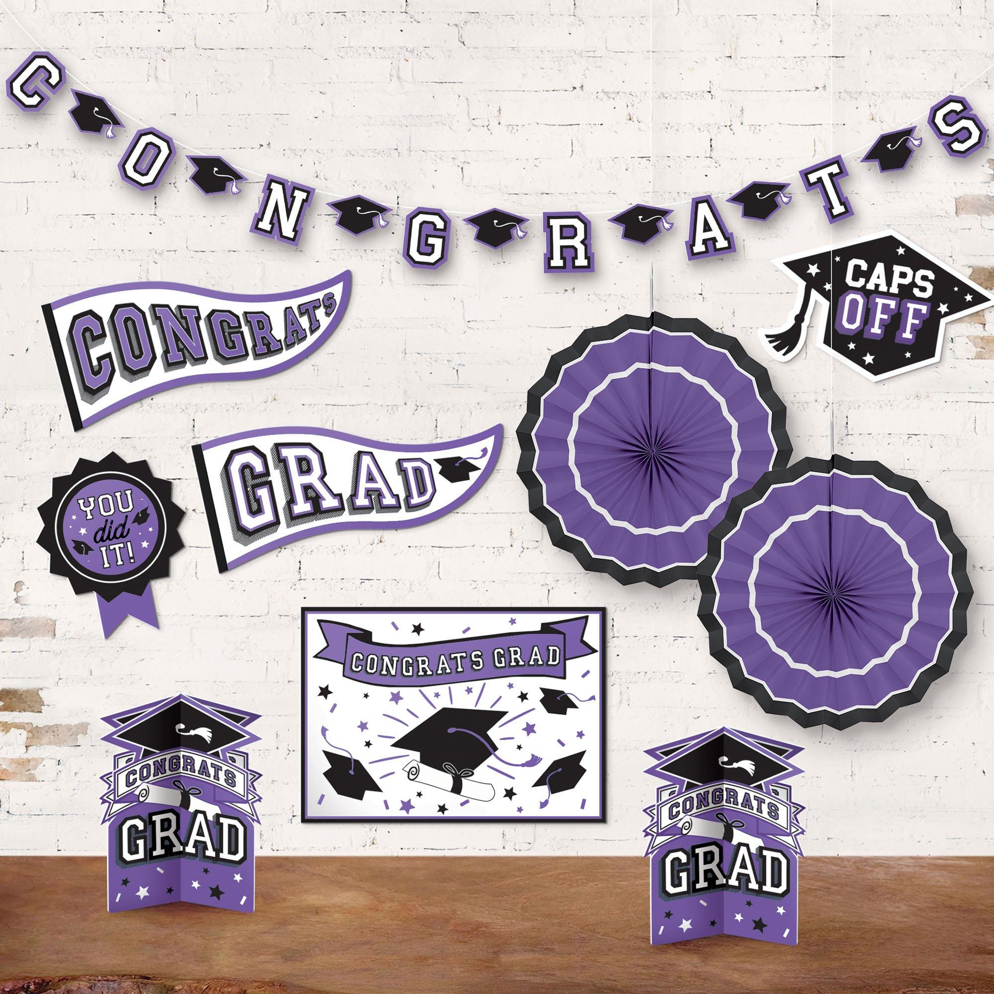 Purple Congrats Grad Room Decorating Kit, 10pc | Party City