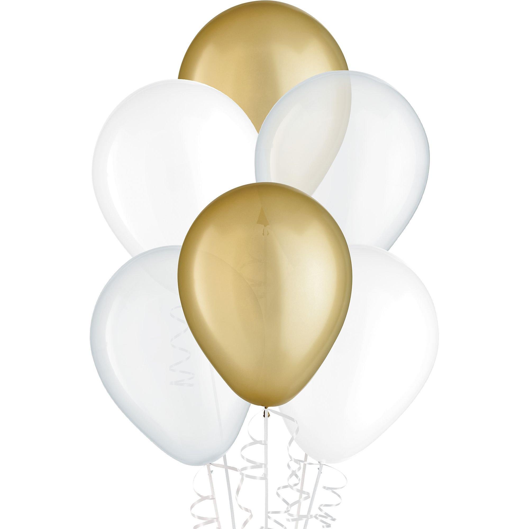 Gold and white balloons discount