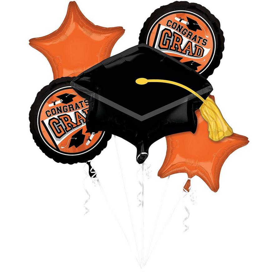 Orange Congrats Grad Foil Balloon Bouquet, 5pc - True to Your School