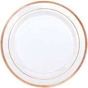 White With Rose Gold Rim Premium Plastic Dinner Plates, 10.25in, 20ct