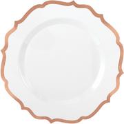 White With Ornate Rim Premium Plastic Dinner Plates, 10.5in, 20ct