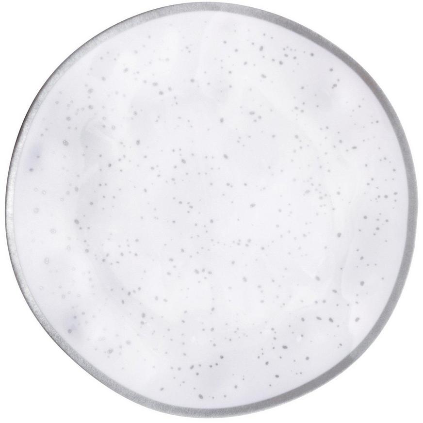 White With Silver Speckles Melamine Dinner Plate, 10.5in