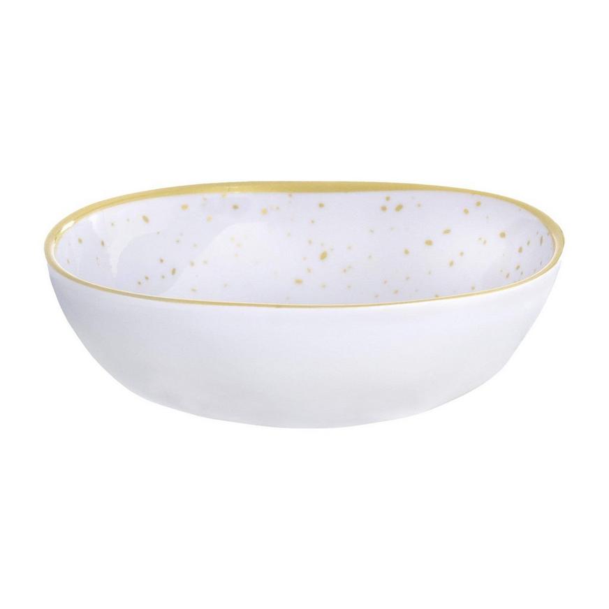 White With Gold Speckles Melamine Bowl, 6.3in, 19.5oz