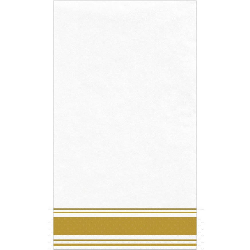 Gold Striped Border Premium Paper Buffet Napkins, 4.5in x 7.75in, 40ct
