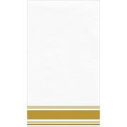 Gold Striped Border Premium Paper Buffet Napkins, 4.5in x 7.75in, 40ct