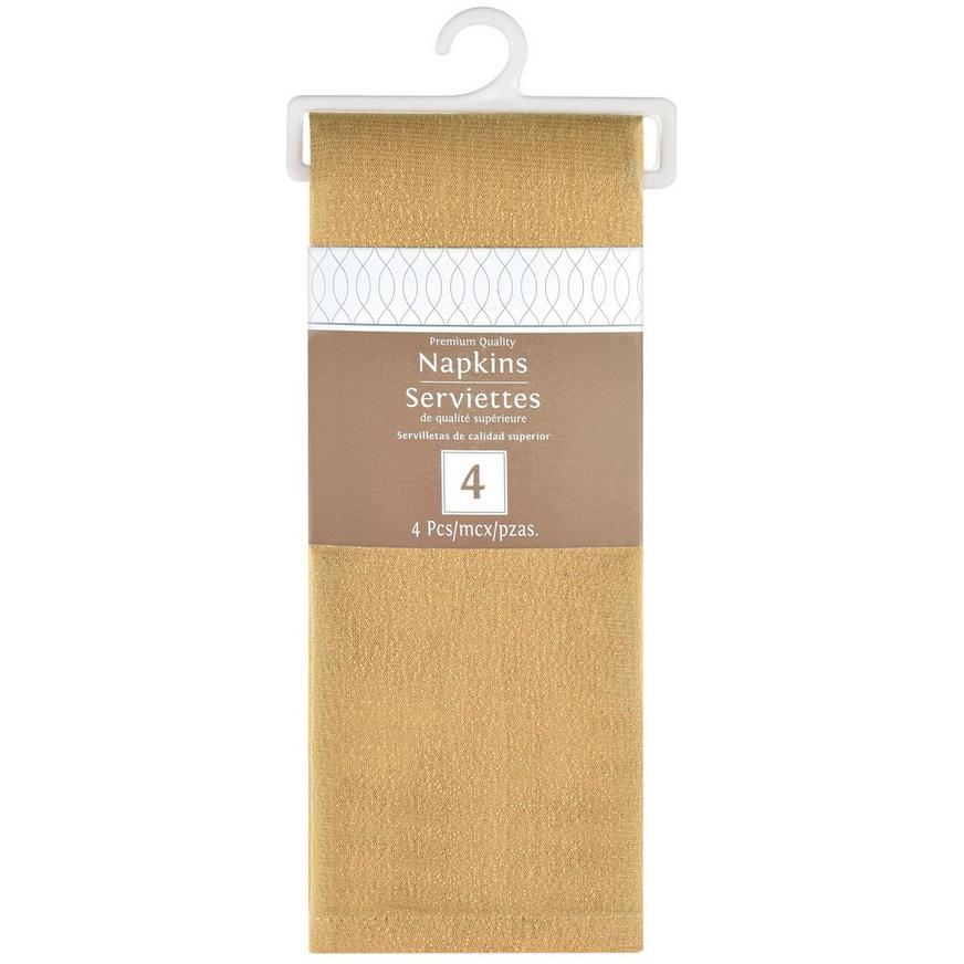 Metallic Gold Premium Fabric Napkins, 3.75in x 9.5in, 4ct