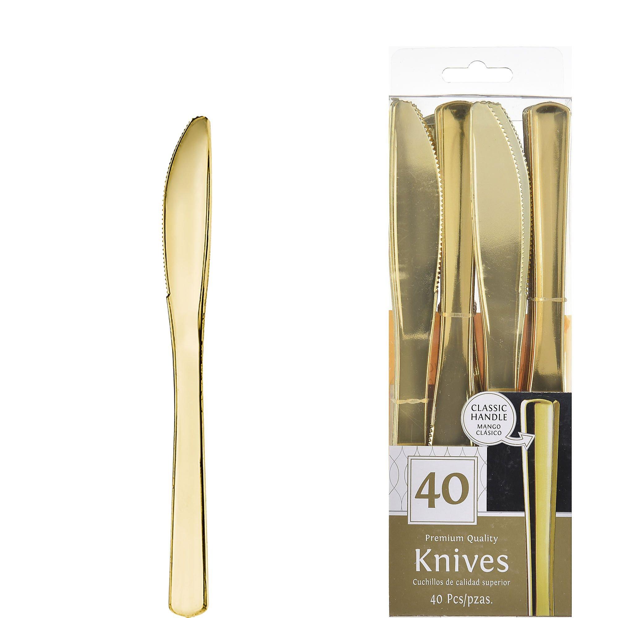 Gold Premium Plastic Knives, 40ct Party City