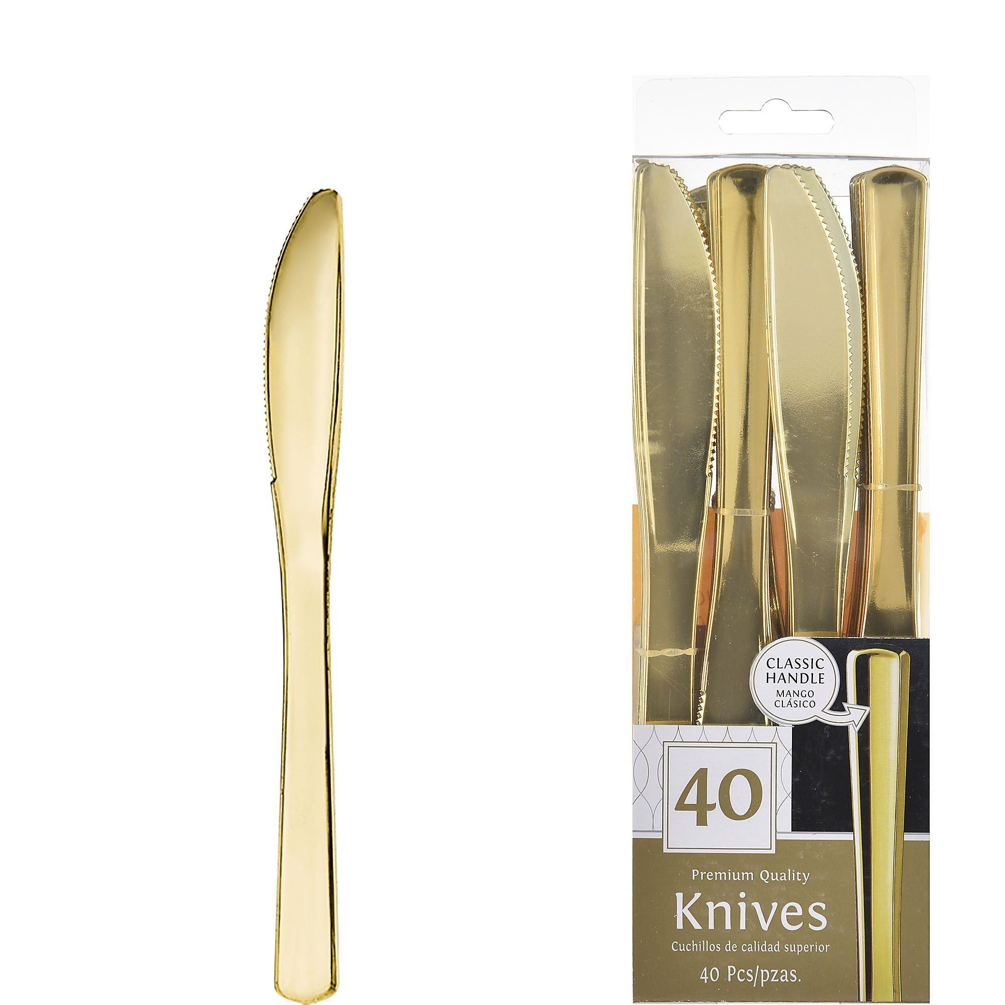 Gold Premium Plastic Knives, 40ct Gold | Party Supplies | Party