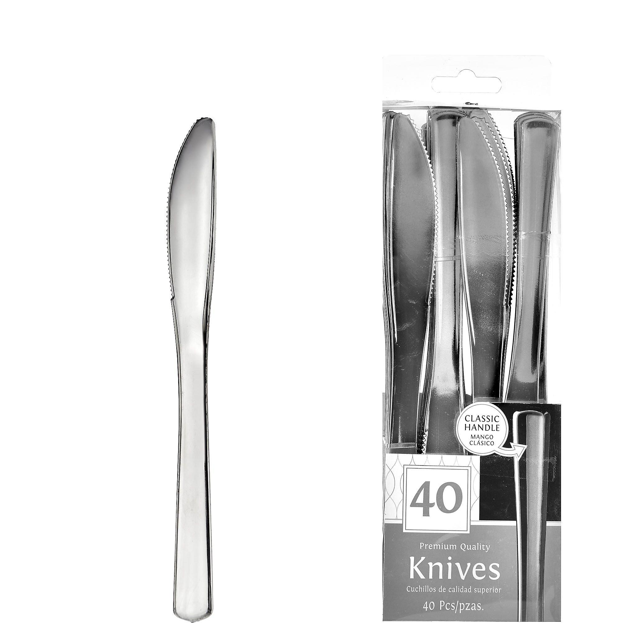 Silver Premium Plastic Knives, 40ct Party City