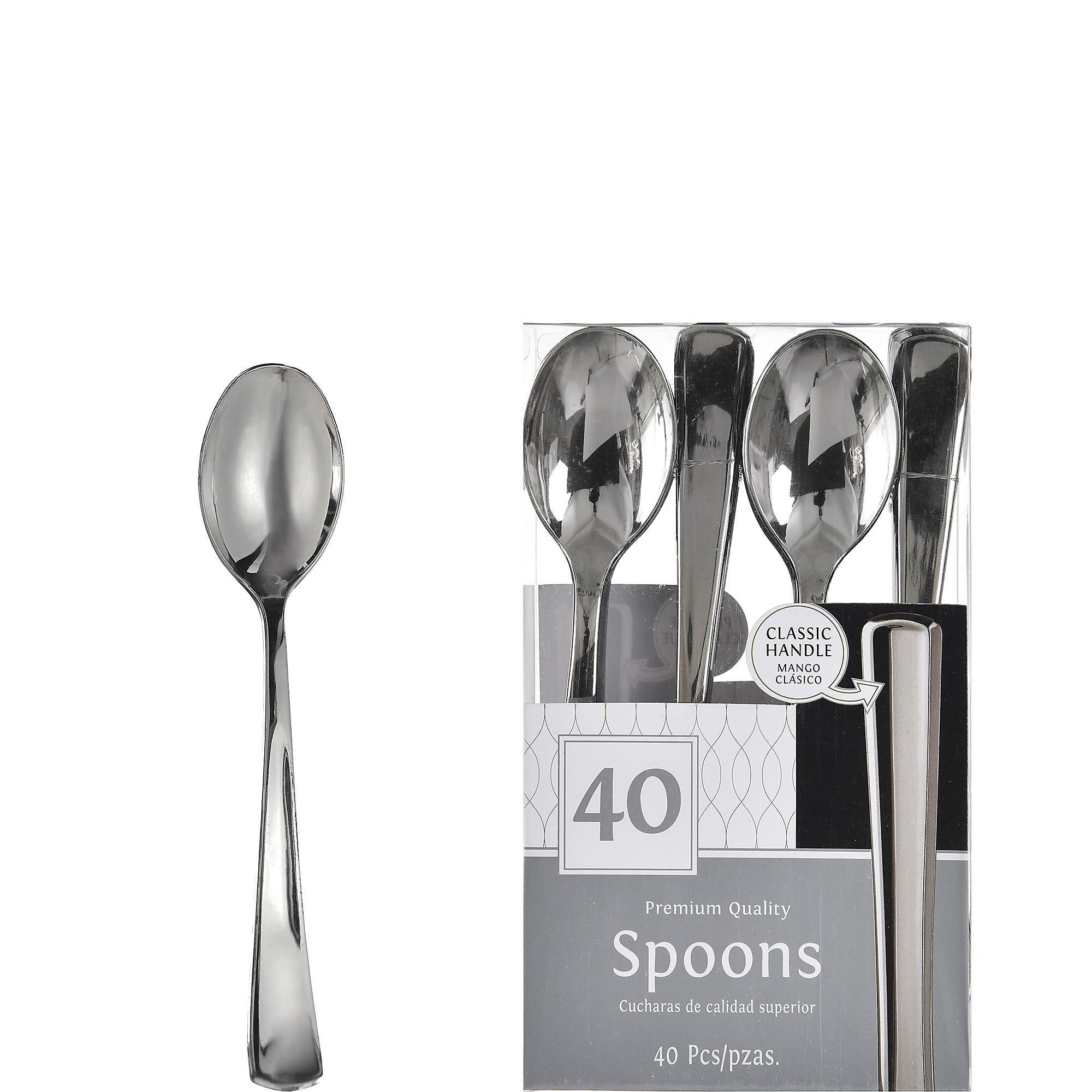 Silver Premium Plastic Spoons, 40ct Party City
