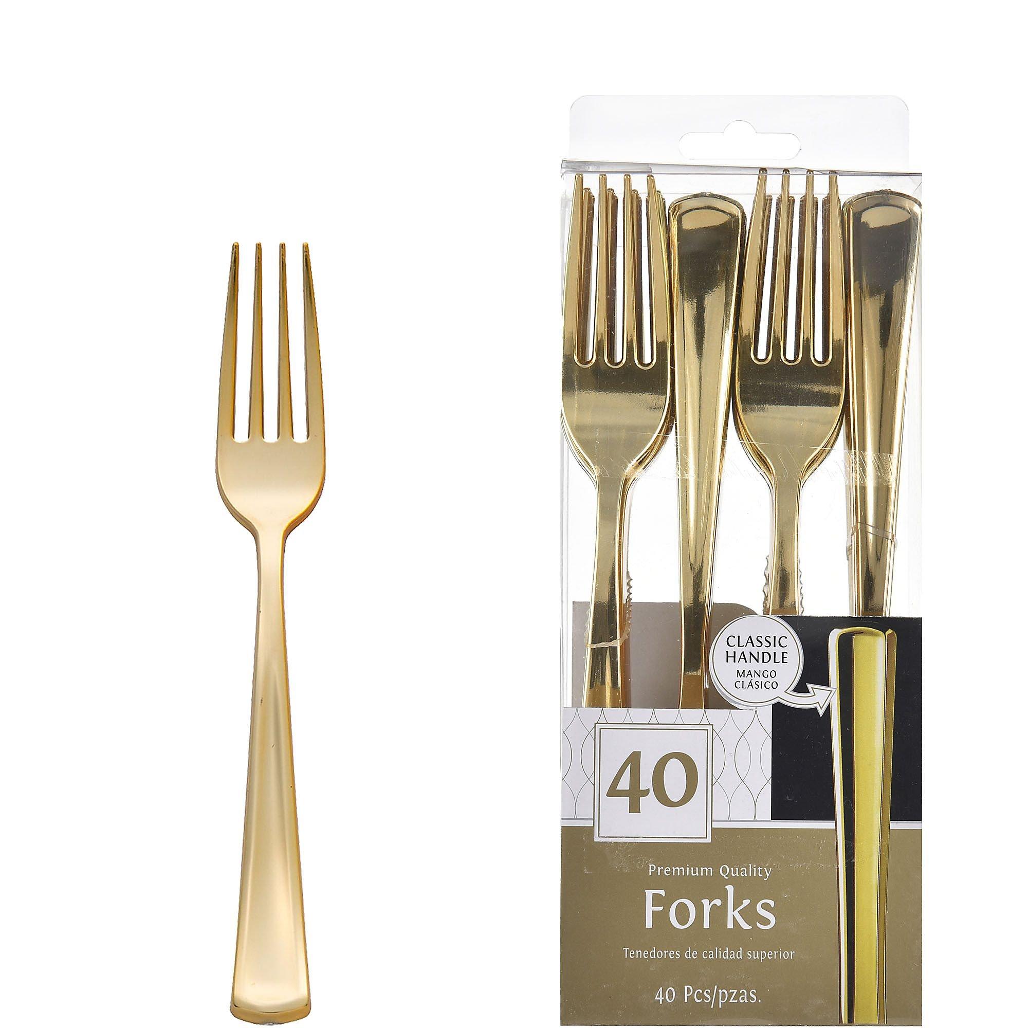 Gold Premium Plastic Forks, 40ct Party City
