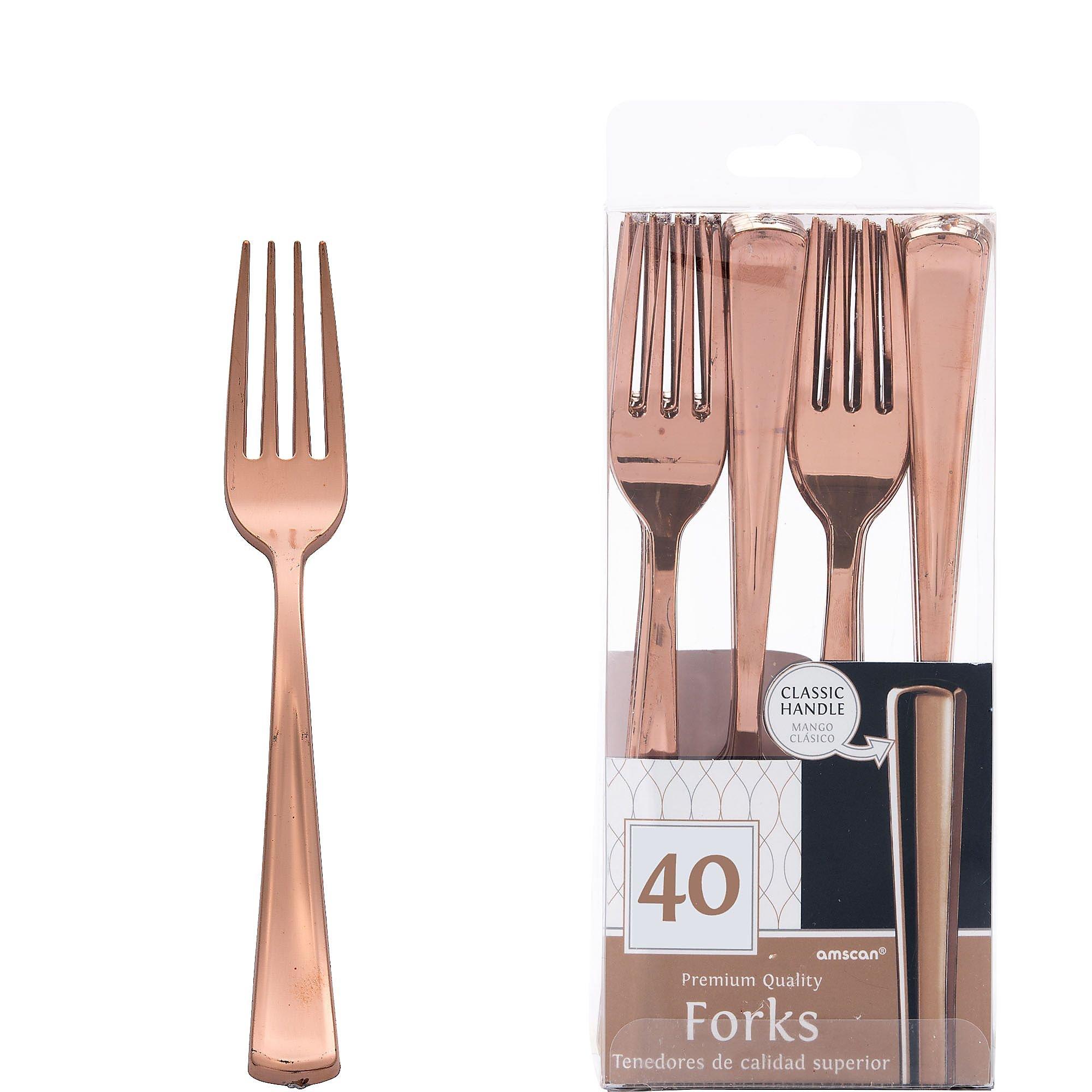 Metallic Rose Gold Premium Plastic Cutlery Set, 80pc, Service for 20