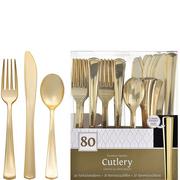 Metallic Rose Gold Premium Plastic Cutlery Set, 80pc, Service for 20