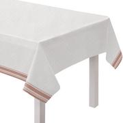 Rose Gold Striped Border Premium Paper Table Cover, 54in x 102in