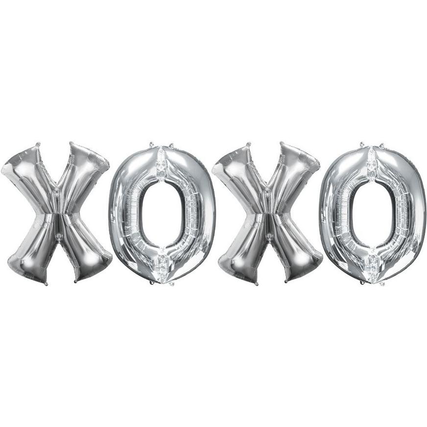 Silver XOXO Balloon Phrase, 34in Letters