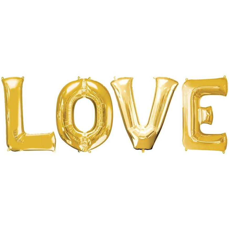 Gold Love Balloon Phrase, 34in Letters