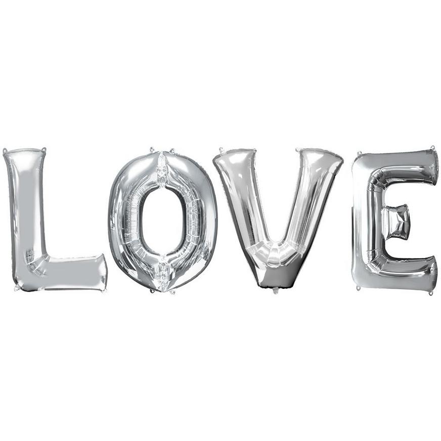 Silver Love Balloon Phrase, 34in Letters