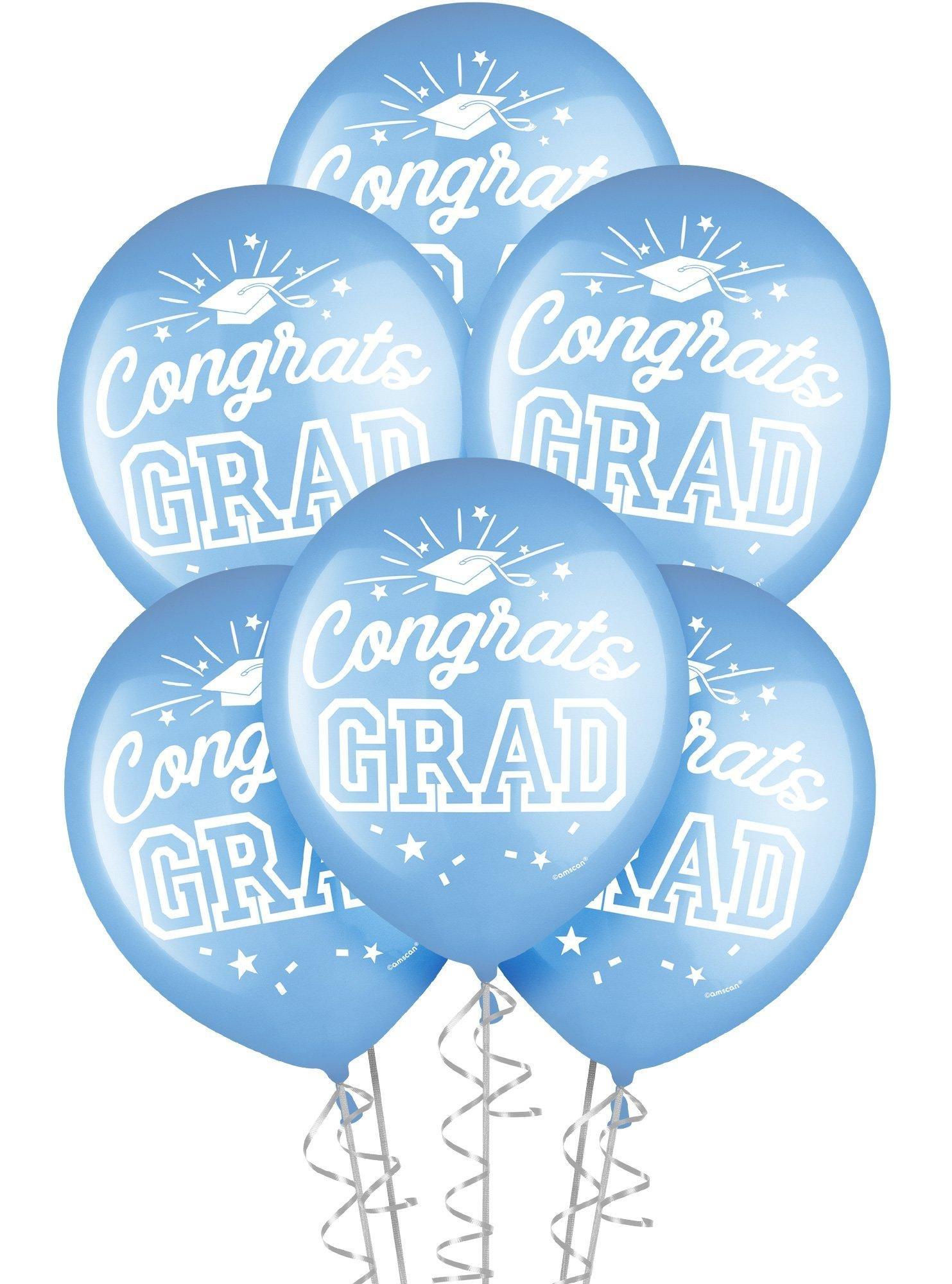 Graduation Party Outdoor Decorations Kit with Banners, Balloons, Yard Signs - Light Blue 2024 Congrats Grad