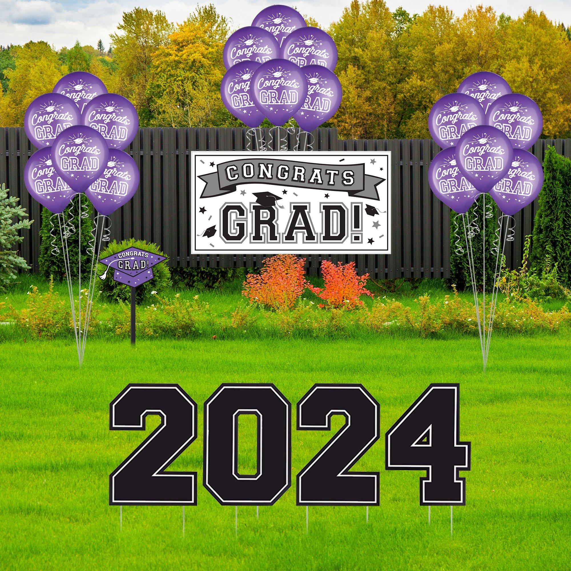 Purple Congrats Grad 2024 Outdoor Decorating Kit