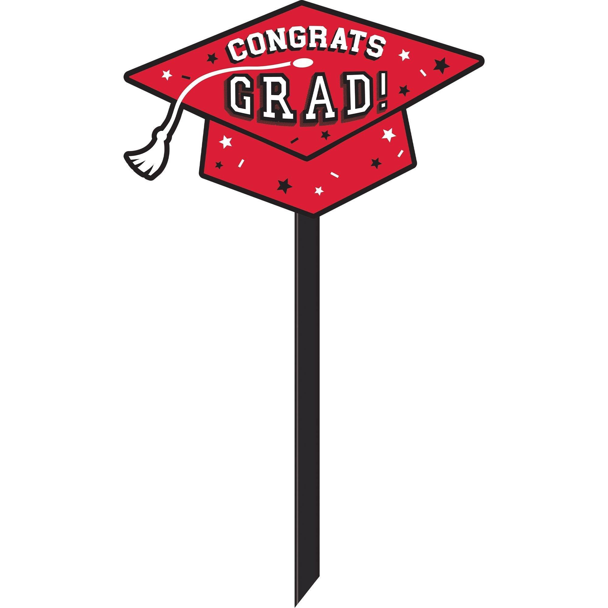 Graduation Party Outdoor Decorations Kit with Banners, Balloons, Yard Signs - Red 2024 Congrats Grad
