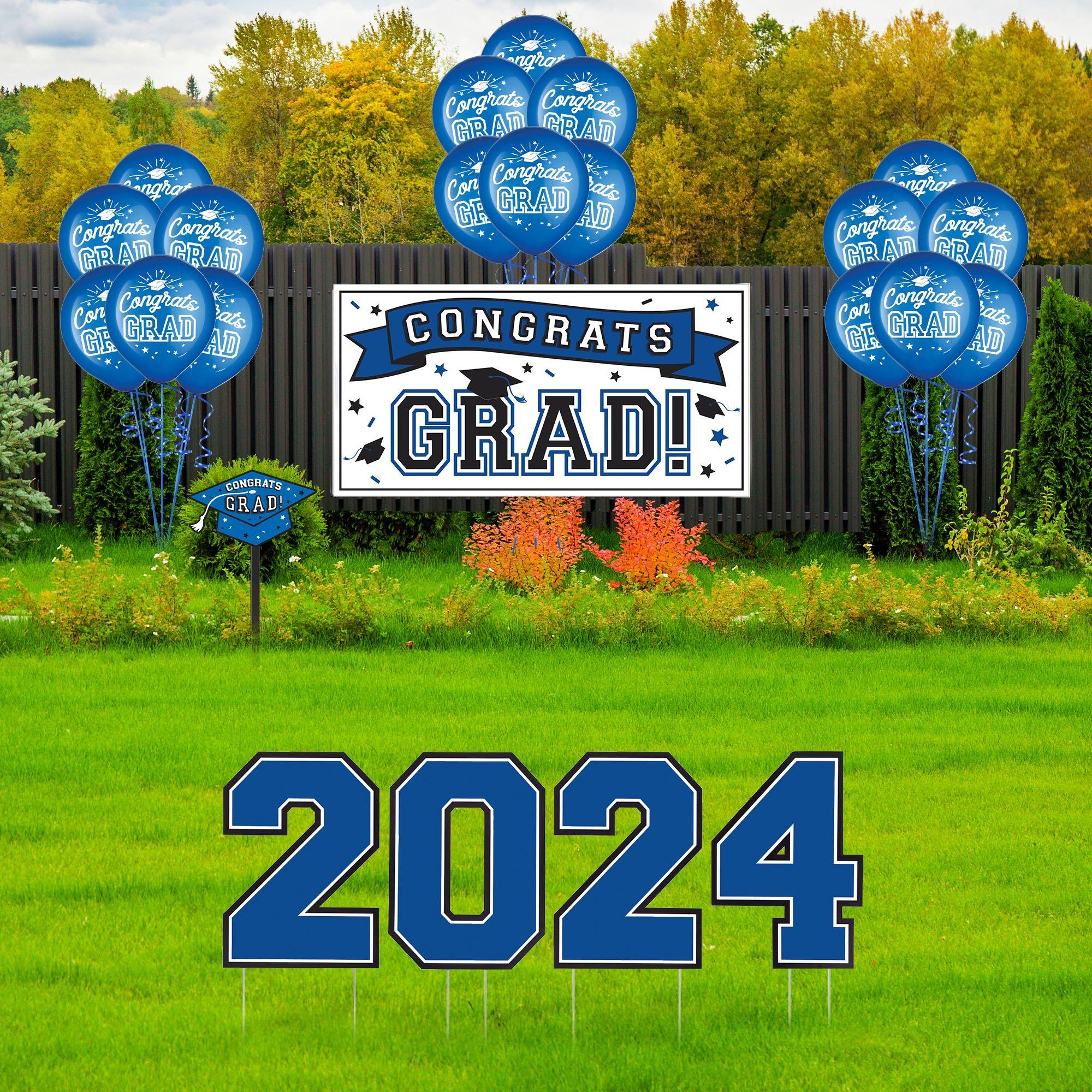 Blue Congrats Grad 2024 Graduation Outdoor Decorating Kit