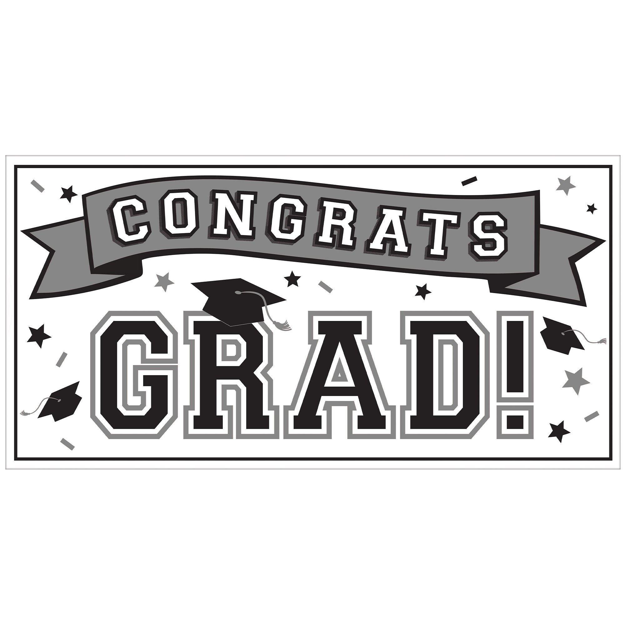 Graduation Party Outdoor Decorations Kit with Banners, Balloons, Yard Signs - Blue 2024 Congrats Grad