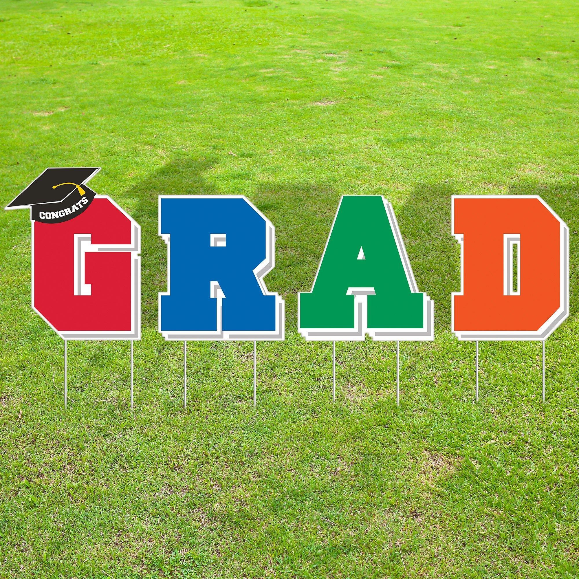 Graduation Party Outdoor Decorations Kit with Banners, Balloons, Yard Signs - Blue 2024 Congrats Grad