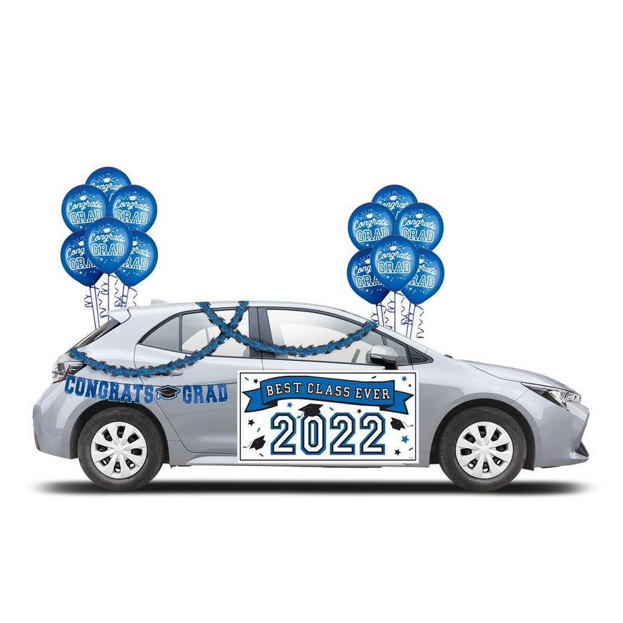 Blue 2022 Congrats Graduation Parade Car Decorating Kit