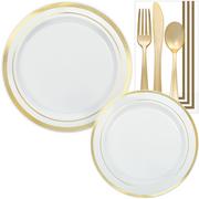 Gold-Trimmed White Premium Tableware Kit for 20 Guests