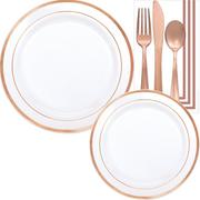 Trimmed White Premium Tableware Kit for 20 Guests