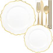 Gold-Trimmed Ornate White Premium Tableware Kit for 20 Guests