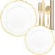 Trimmed Ornate White Premium Tableware Kit for 20 Guests