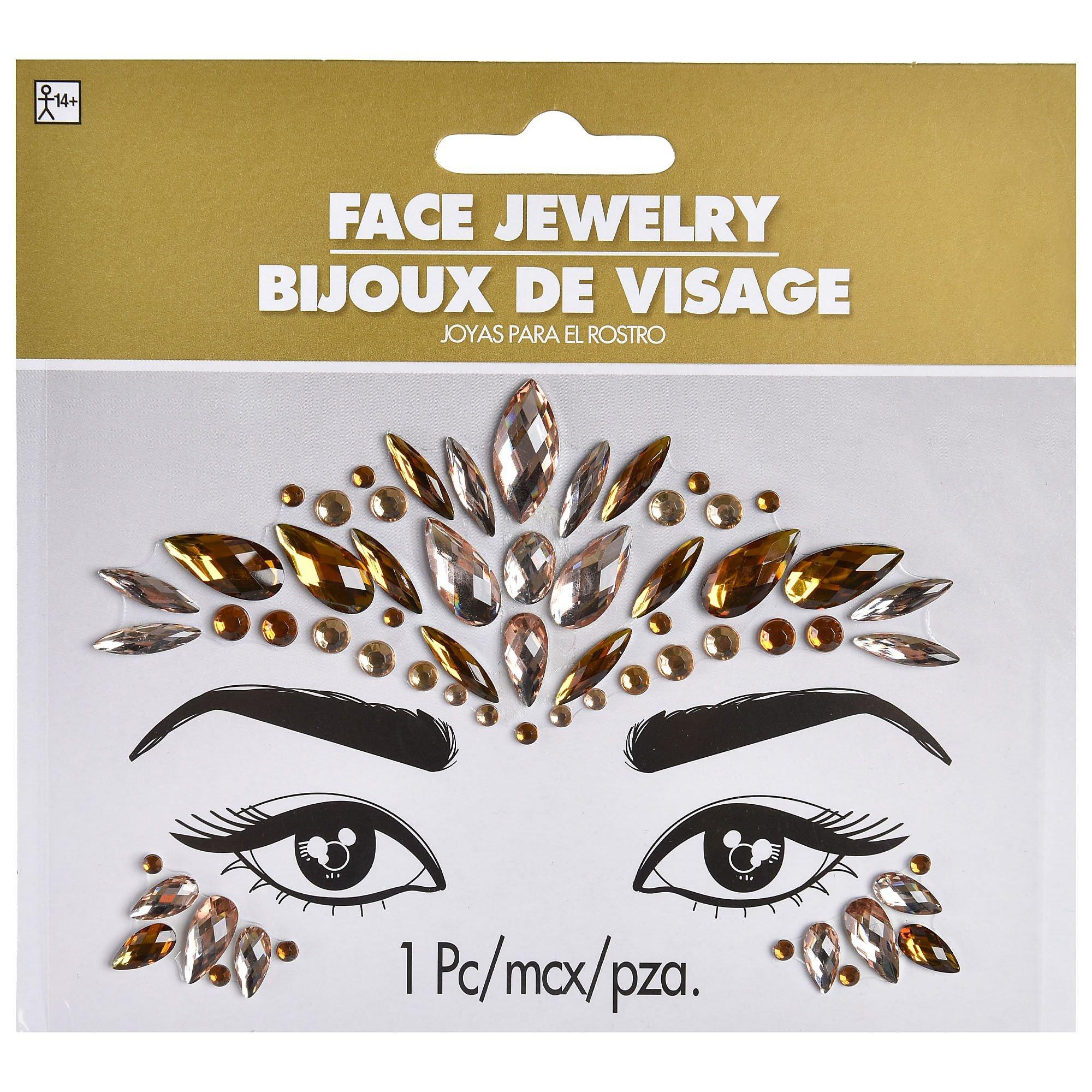 Adult-Women's Gold Teardrop Face Gems Gold | Halloween Store | Costume