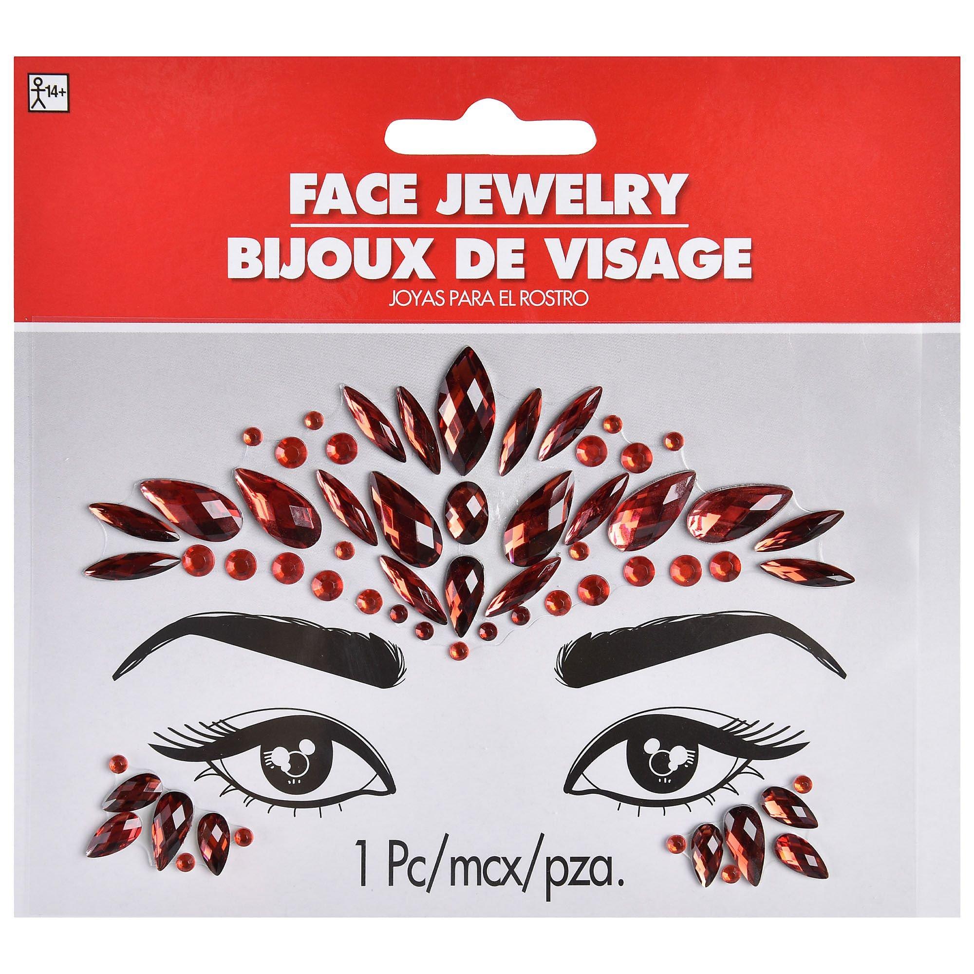 Red Teardrop Face Gems | Party City