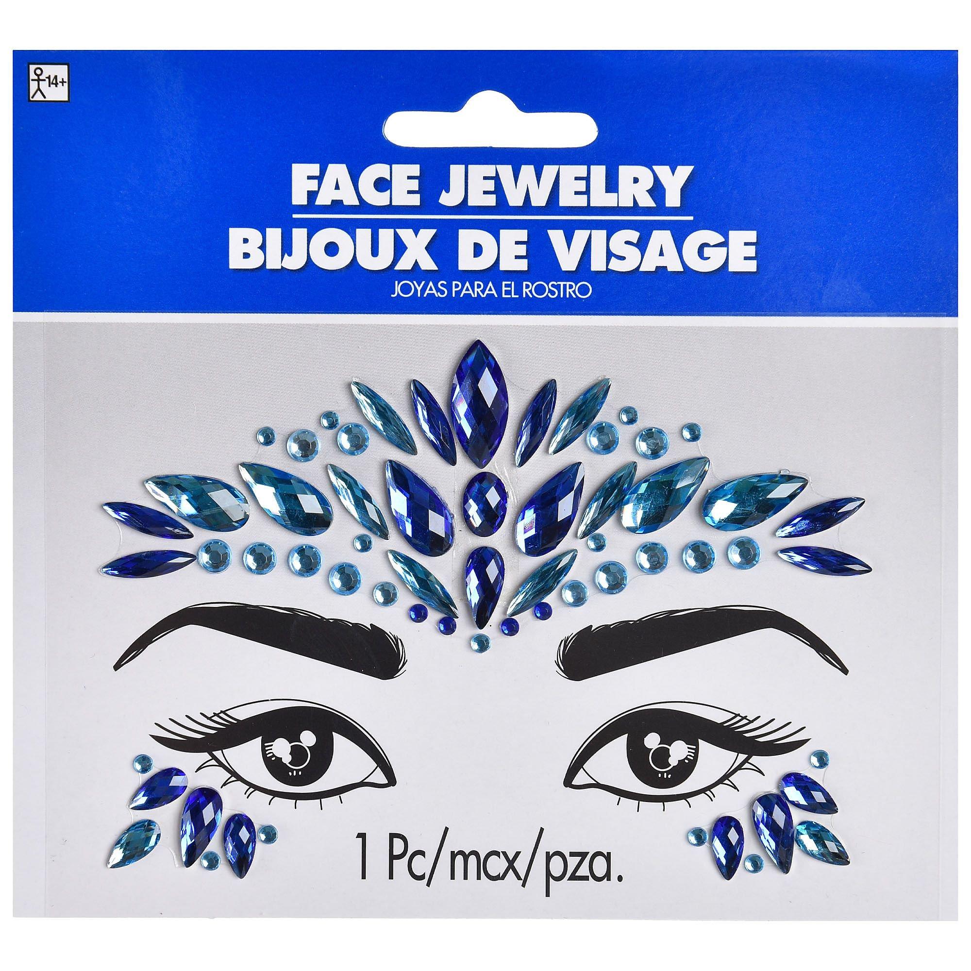 Blue Teardrop Face Gems | Party City