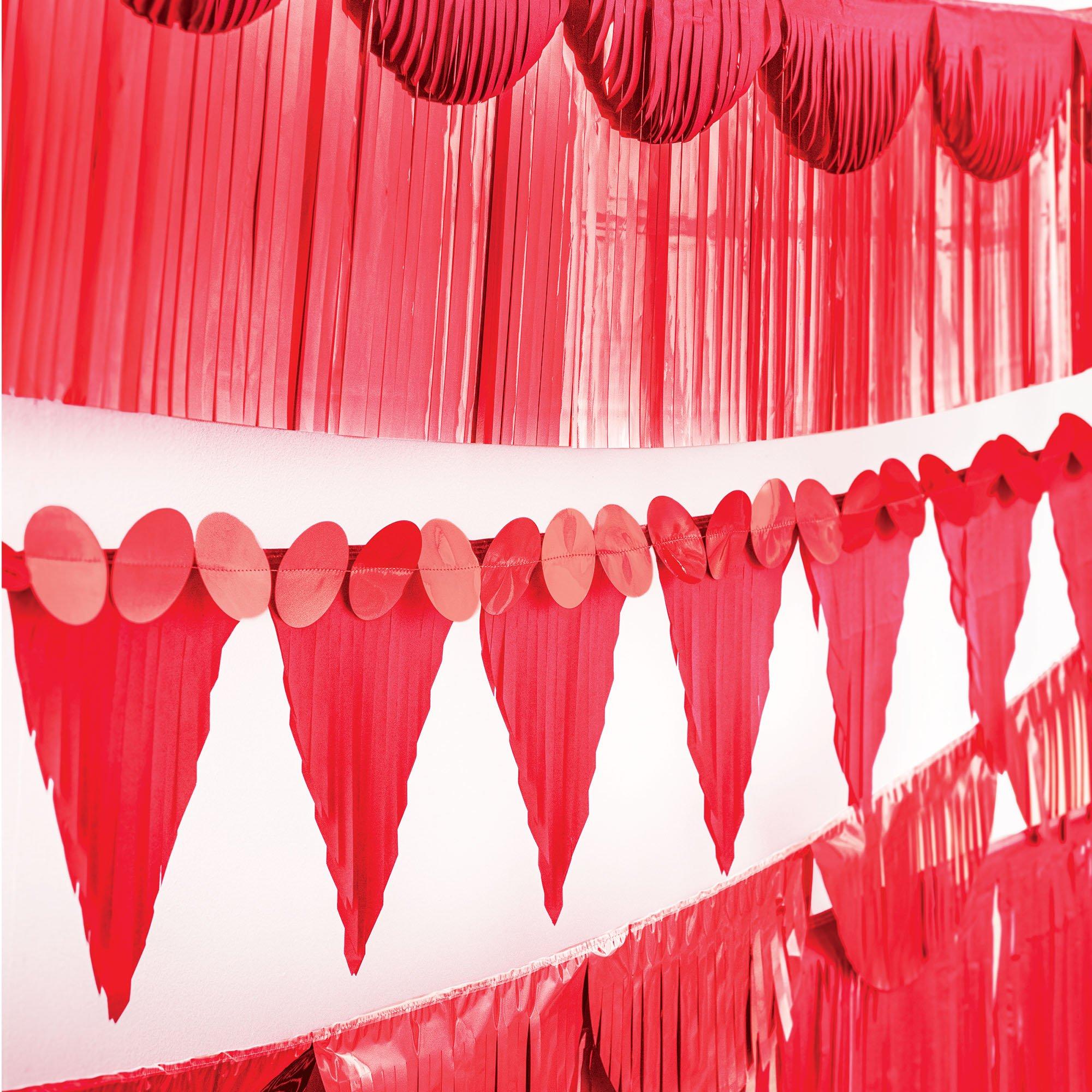 Multishape Red Fringe Paper Banners, 6ft, 6ct