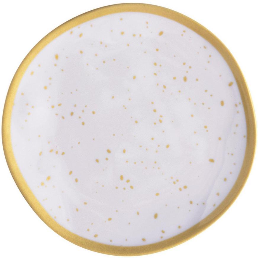 White & Gold Speckles Melamine Tableware Kit for 8 Guests