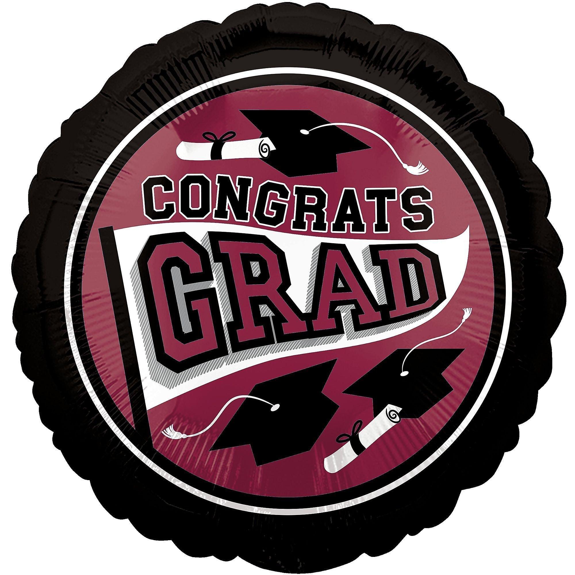 Maroon Congrats Grad Foil Balloon Bouquet, 12pc - True to Your School