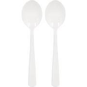 White Plastic Serving Spoons, 9.5in, 2ct