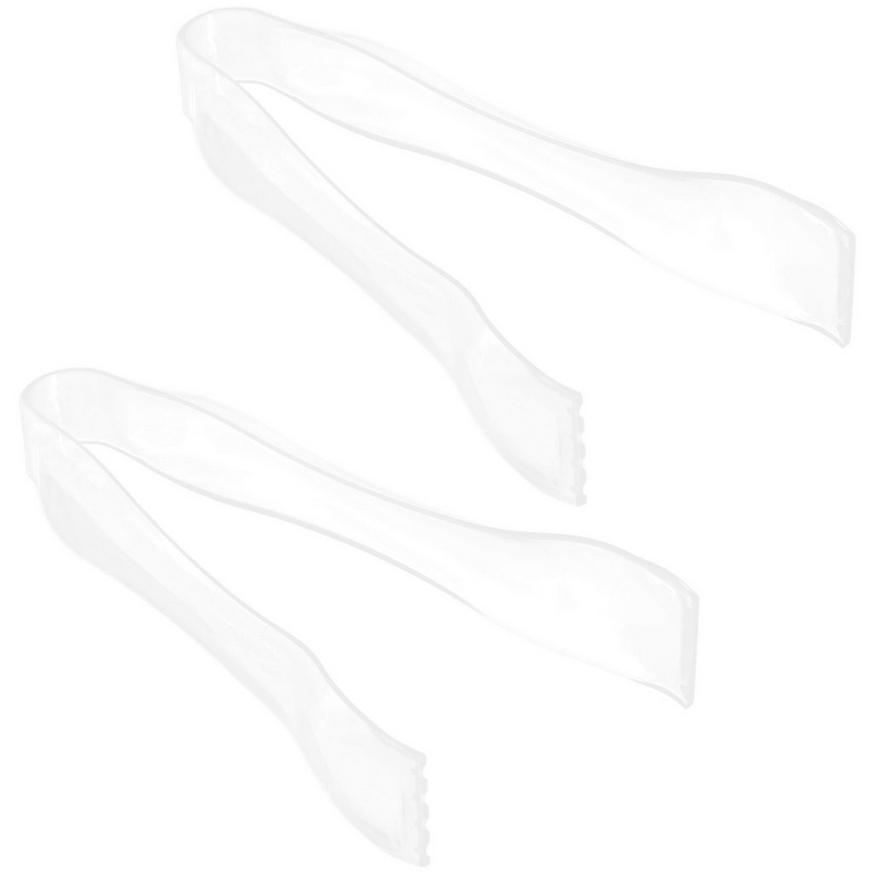 Mini White Plastic Tongs, 6.25in, 2ct